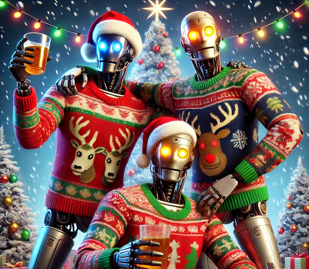 Robots In Ugly Christmas Sweaters